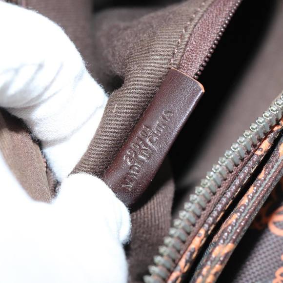 LOEWE Anagram Shoulder Bag Coated Canvas Orange Auth bs14487 - Picture 12 of 16